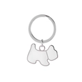 Simpatico portachiavi a forma di cane Scottish Terrier in smalto bianco e finitura argento - Cucciolo Bianco