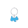 Simpatico portachiavi a forma di cucciolo in smalto blu brillante con anello in metallo - Cane blu