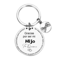 Détail du porte-clés en acier inoxydable avec gravure espagnole pour fils et breloque doigt - Fils (Hijo)