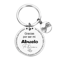 Porte-clés en acier inoxydable argenté pour grand-père avec gravure de texte espagnol - Grand-père (Abuelo)
