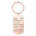 Rose gold stainless steel keychain engraved with Little Reminders motivational phrases - OPP Bag Packaging / Rose Gold