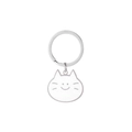 Schattige kat sleutelhanger met wit emaille en een zilveren metalen ring voor tas - Witte Cartoon Kat