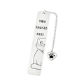 Detail showing stainless steel bookmark with cat engraving and YOU PAWSED HERE text - Cat C