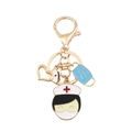 Porte-clés doré en métal avec infirmière, masque médical et décoration en cœur - Style Infirmière 003
