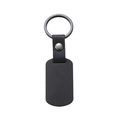 Portachiavi minimalista in pelle nera con targhetta in metallo opaco e rivetto argento - 50*28MM / Nero