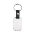 Portachiavi minimalista in acciaio inossidabile con cinturino in pelle e anello lucido - 50*28MM / Argento