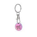 Rainbow plated stainless steel cart token keychain with lobster clasp and cart logo - Multicolor Shopping Coin