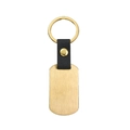 Portachiavi in pelle e acciaio inossidabile con piastrina dorata e cinturino nero - 50*28MM / Oro