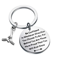 Polished stainless steel hockey keychain with inspirational engraved pendant and stick charm - Inspirational Ice Hockey Quotes (Hockey E)