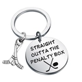 Hockey-Schlüsselanhänger aus Edelstahl mit Penalty Box Gravur und Sportanhängern - Penalty Box Slogan Stil (曲棍球A)