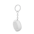 Minimalist stainless steel comb keychain pendant with polished metal finish on white back - Oval Comb Style (梳子A) / Silver