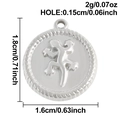 Silver stainless steel round lizard pendant with rope edge and dimensions info - Silver Gecko Style (S3134-S)