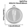 Microphone embossed stainless steel circular pendant charm with product dimensions - Silver Screwdriver Style (S3136-S)
