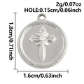 Ronde kruisvormige hanger van zilverkleurig roestvrij staal met maatinformatie - Zilveren Dolk Type 2 Stijl (S3141-S)
