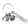 Llavero de océano en plata vintage con dijes de sirena, tortuga y caracola de mar - Estilo de Letras del Océano