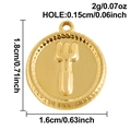 Gouden roestvrijstalen ronde hanger met vorkreliëf en een gedraaide touwrand versiering - Gouden Vork Stijl (S3133-G)