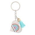 Portachiavi a cuore arcobaleno in acciaio inox con nappa azzurra e scritta You're Awesome - You're Awesome (Cuore con Nappa in Pelle Verde) / Verde