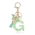 Letter G keychain with green butterfly charm and mint green tassel for women gift - Green Butterfly G