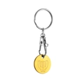 Llavero de moneda para carrito en acero inoxidable con colgante redondo dorado grabado - Dorado