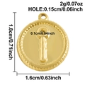 Gouden roestvrijstalen ronde hanger met sleutelgatontwerp en tandwieltextuurrand - Gouden Sleutel Stijl (S3135-G)