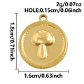 Gouden roestvrijstalen ronde hanger met paddenstoel reliëf en 1,8cm hoogte - Gouden Paddestoel Stijl (S3140-G)