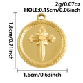Gouden roestvrijstalen ronde hanger met kruisreliëf, 1,8cm diameter en 0,15cm gatgrootte - Gouden Dolk Type 2 Stijl (S3141-G)