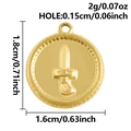 Gouden ronde hanger met reliëfzwaardpatroon en gekartelde randen voor DIY-sieraden - Gouden Kort Zwaard Stijl (S3142-G)