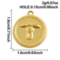 Gouden roestvrijstalen ronde hanger met reliëf van gereedschap en afmetingen - Gouden Houweel Stijl (S3143-G)
