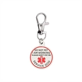 Stainless steel service dog keychain with red Star of Life and Do Not Pet warning signs - Service Dog Do Not Pet Tag (SERVICE DOG003)