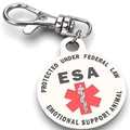ESA-Medizin-Identifikationsanhänger aus Edelstahl mit rotem Lebensstern-Symbol für Hunde - Emotionaler Unterstützungshund Kennzeichnung (SERVICE DOG001)