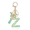 Letter Z keychain with green resin pendant, butterfly charm and silk tassel details - Green Butterfly Z