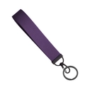 Deep purple nylon webbing wrist strap keychain with matte black metal ring and swivel clasp - Purple