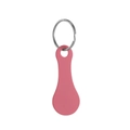 Pink teardrop metal keychain pendant with silver keyring for shopping trolley use - Pink
