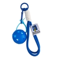 Portachiavi mini pickleball con cinturino in tessuto blu e ciondolo a sfera - Palla Blu + Corda Blu