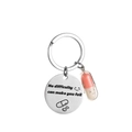 Pink and white pill keychain with motivational engraving No difficulty can make you fail - Cute Pill (Pink) / Pink