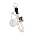 Mini portachiavi pickleball bianco con palla cava e moschettone per zaini sportivi - Palla Bianca + Corda Bianca