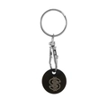 Llavero de moneda para carrito en acero inoxidable negro con símbolo de dólar grabado - Negro