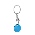 Porte-clés rond en métal bleu avec mousqueton argenté pour jeton de caddie - Bleu