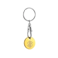 Llavero de ficha para carrito con signo de dólar dorado y mosquetón de plata pulida - Dorado