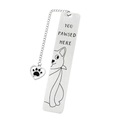 Metal cat bookmark with chain and heart pendant featuring You Pawsed Here text - Dog E