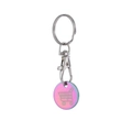 Rainbow metal shopping trolley token keychain with laser engraved cart icon - Multicolor Shopping Coin (Laser White)