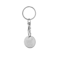 Silver stainless steel shopping trolley token keychain with laser engraved cart icon - Steel Color Shopping Coin (Laser White)
