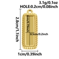 Pendente geometrico in acciaio dorato con bordi zigrinati e dimensioni precise per gioielli - Stile Rettangolo Strutturato (S3148) / Oro
