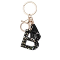 Black resin letter B keychain with golden lobster clasp and decorative black tassel - Letter B