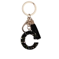 Black resin letter C keychain with gold tassel and sparkling glitter inside - Letter C