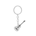 Classic guitar keychain made of brushed stainless steel with detailed silver finish - Acoustic Guitar