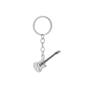 Hip-hop style matte silver electric guitar keychain made of durable stainless steel - Electric Guitar