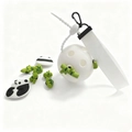 White pickleball bag pendant with panda and bamboo silicone charms and metal carabiner - White Ball And DIY Accessories And Solid Color Webbing