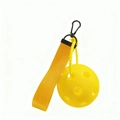 Heldergele pickleball-sleutelhanger met holle bal hanger en stevige stoffen polsbandje - Gele Bal En Effen Kleur Webbing