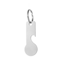 Silver multifunctional metal trolley token keychain with built-in bottle opener tool - Style M